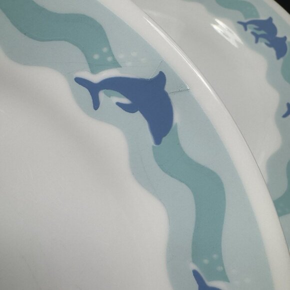 Corelle Dinnerware Blue Dolphins Ocean Dance Plate Dish 8in Wide Plates Set 3 - Picture 6 of 14